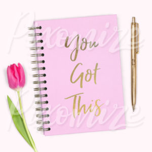 motivational business notebook pretty styled stock photo